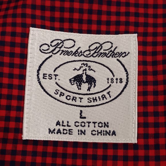 Brooks Brothers Men's Red/Blue Gingham Cotton Long Sleeve Sport Shirt Size L - Picture 11 of 13